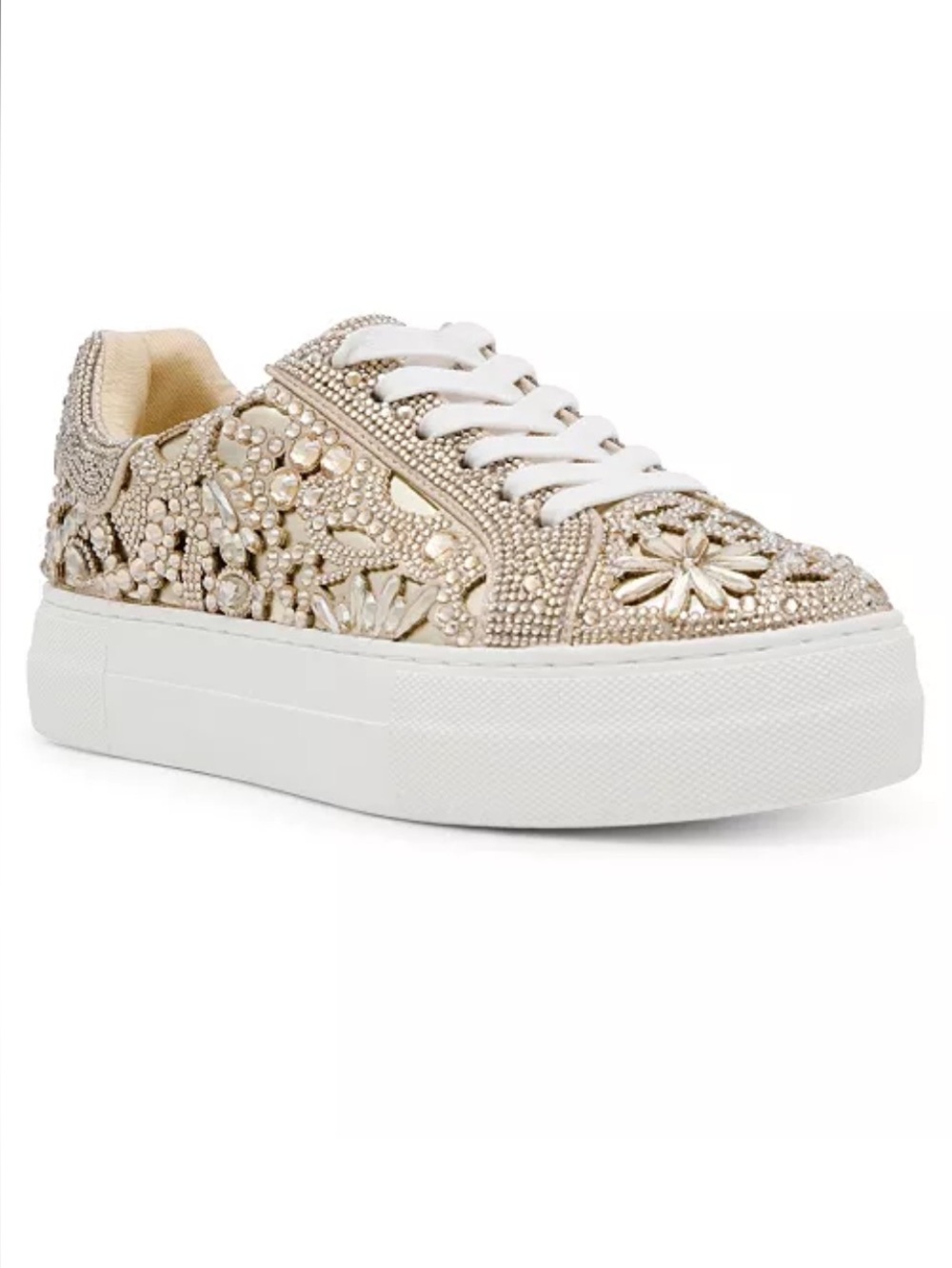 Blue By Betsey Johnson Lenon Rhinestone Embellished Sneakers, Light Gold, 6M
